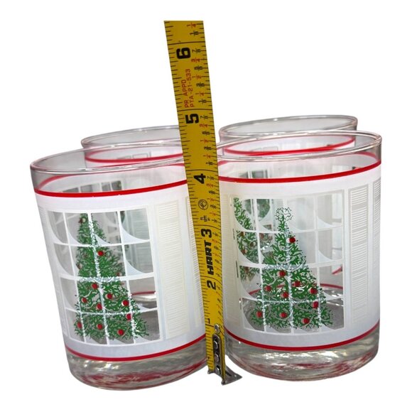 Vtg Waechtersbach Frosted Christmas Tree In Window Old Fashion Tumblers Set 4 - Picture 5 of 7